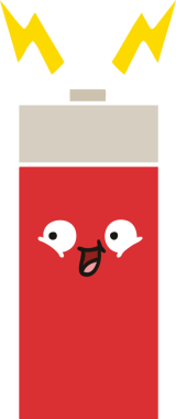 Bir insan tarafından çizilmiş düz renk retro pili.