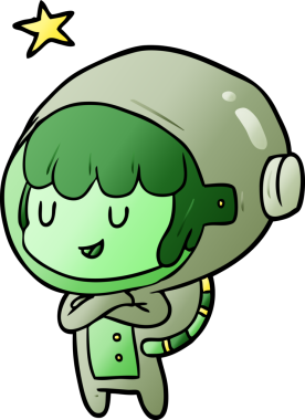 Bir insan tarafından çizilmiş uzay giysisi içindeki kadın astronot.