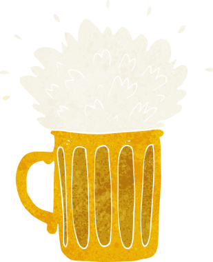 Bir insan tarafından çizilmiş köpüklü bira çizgi filmi.