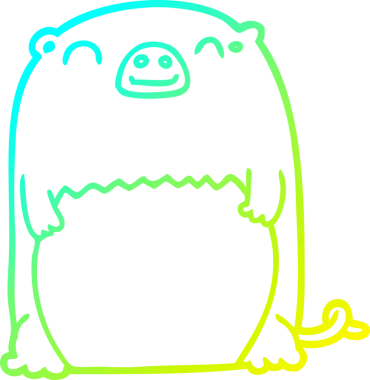 Bir insan tarafından çizilmiş bir çizgi film yaratığının soğuk gradyan çizimi