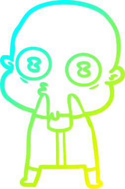 Bir insan tarafından çizilmiş garip, kel bir uzay adamının soğuk çizgi çizimi.