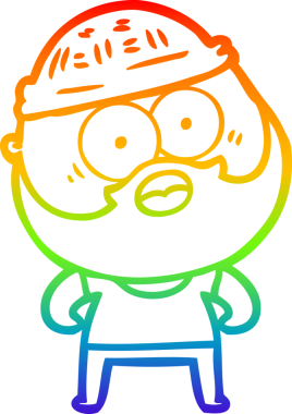 Gökkuşağı gradyan çizgi çizimi bir insan tarafından çizilmiş sakallı bir adamın