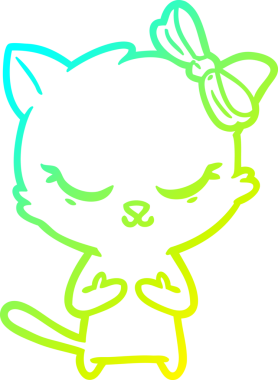 Bir insan tarafından çizilmiş bir çizgi film kedisinin soğuk gradyan çizimi