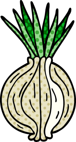 Bir insan tarafından çizilmiş soğan filizlenen karikatür karalaması
