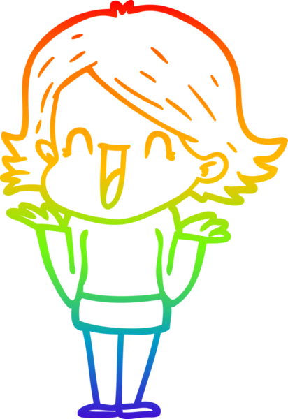 gökkuşağı gradyan çizimi bir insan tarafından çizilmiş mutlu bir kadın çizgi