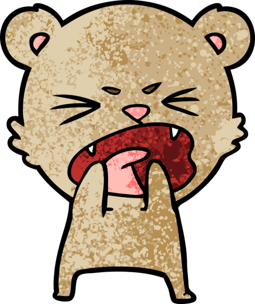 Bir insan tarafından çizilmiş aç çizgi film ayısı.