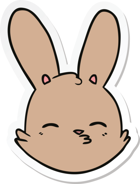 Bir insan tarafından çizilmiş çizgi film tavşan suratı çıkartması.