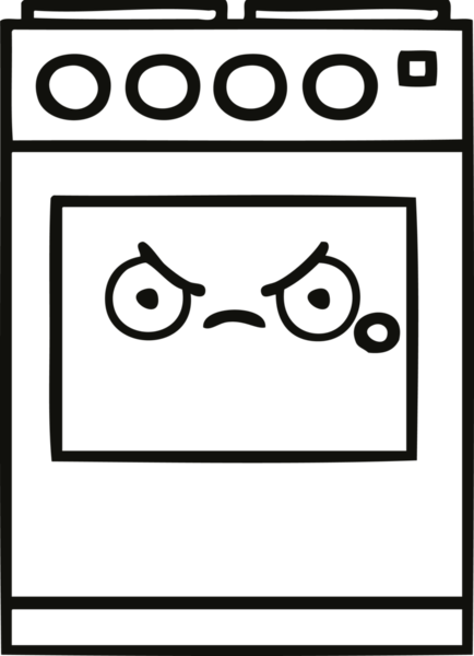 Bir insan tarafından çizilmiş bir mutfak fırınının çizgi çizimi