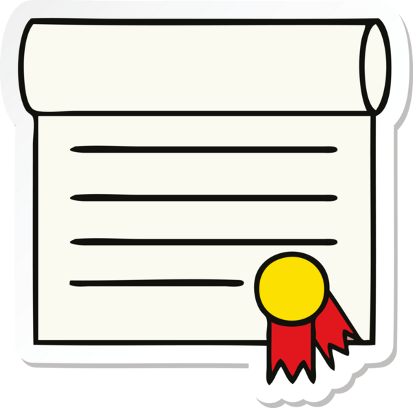 Bir insan tarafından çizilmiş şirin bir karikatür sertifikasının etiketi.