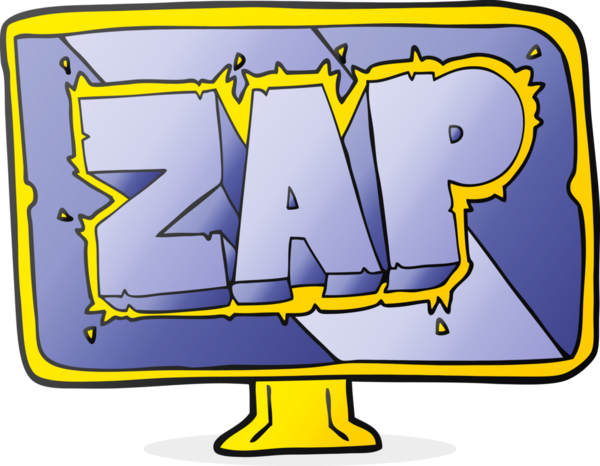 Bir insan tarafından çizilmiş serbest çizim karikatür zap ekranı