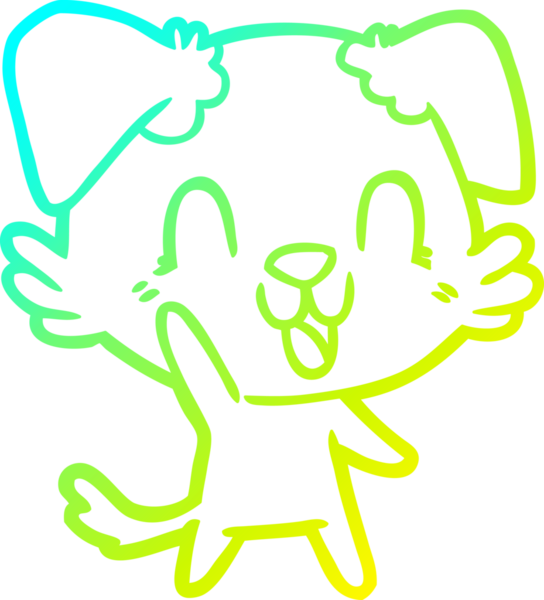 Bir insan tarafından çizilmiş gülen çizgi film köpeğinin soğuk çizgisi.