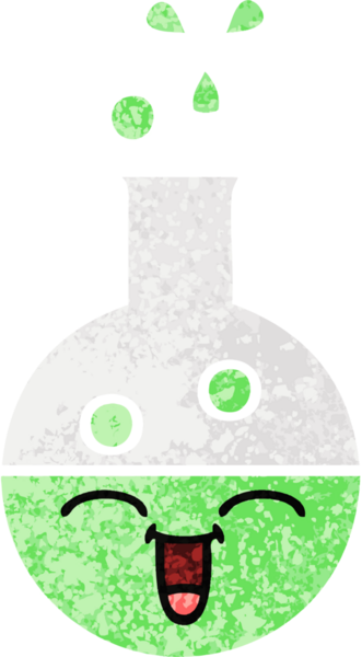 Bir insan tarafından çizilen test tüpünün retro çizim stili karikatürü