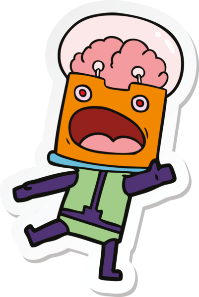 Bir insan tarafından çizilmiş robot karikatür çıkartması.