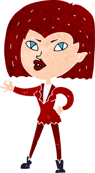 Bir insan tarafından çizilmiş vampir kız çizgi filmi.