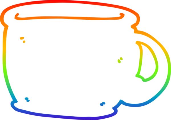 gökkuşağı gradyan çizgi çizimi bir insan tarafından çizilmiş bir kahve fincanı