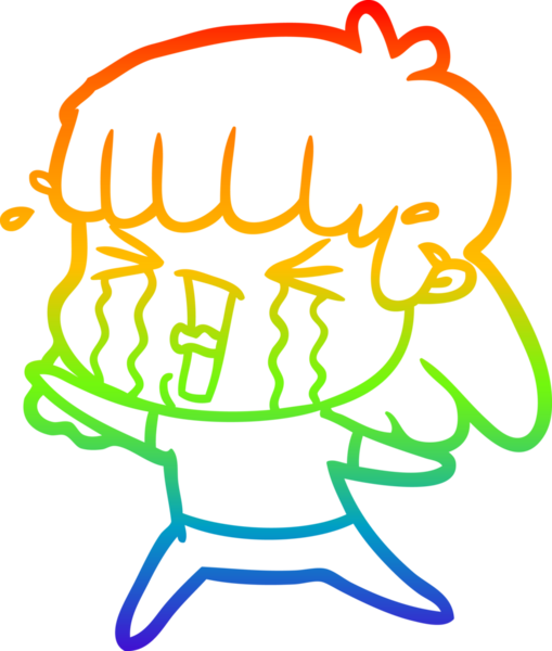 Gökkuşağı gradyan çizgi çizimi Bir insan tarafından çizilmiş gözyaşları içinde bir çizgi kadın