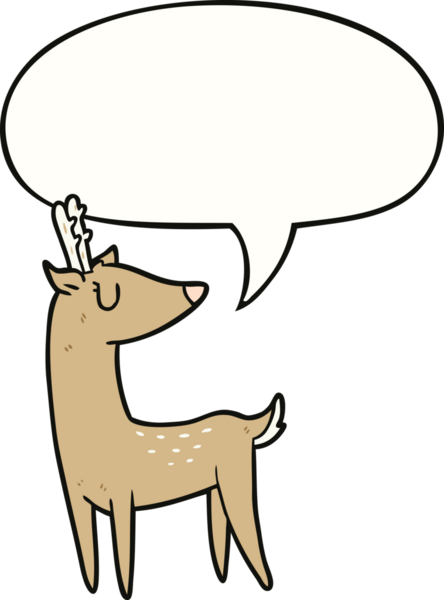 Bir insan tarafından çizilmiş konuşma balonlu çizgi film geyiği.