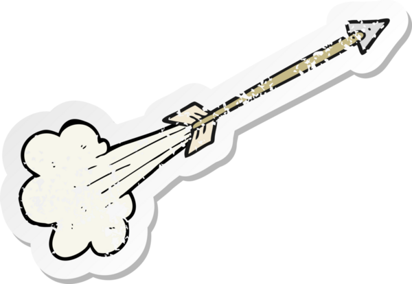 Bir insan tarafından çizilmiş uçan bir okun gerilimli çıkartması.