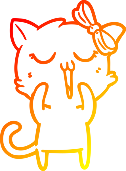 Bir insan tarafından çizilmiş çizgi film kedisinin sıcak çizgi çizimi