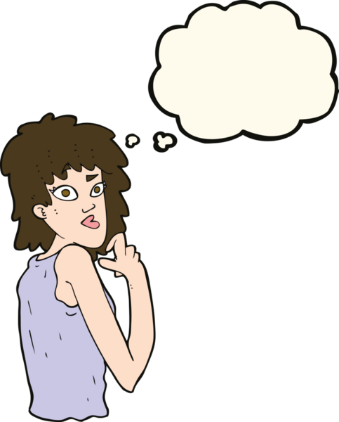 Bir insan tarafından çizilmiş düşünce balonlu bir karikatür.