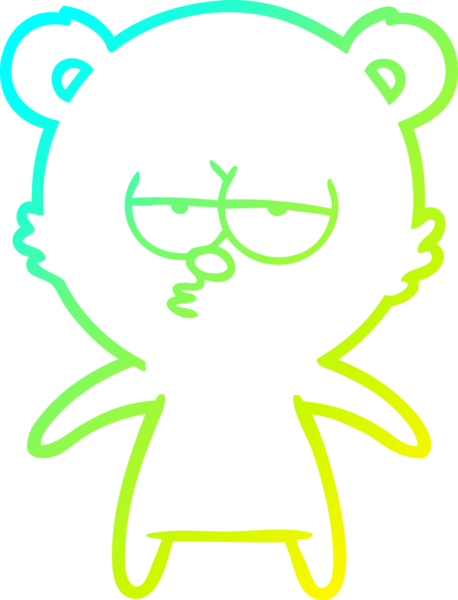 Sıkılmış bir ayı karikatürünün insan tarafından çizilmiş soğuk gradyan çizgisi