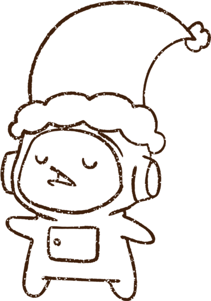 Bir insan tarafından çizilmiş Noel Astronotu Kömür Çizimi