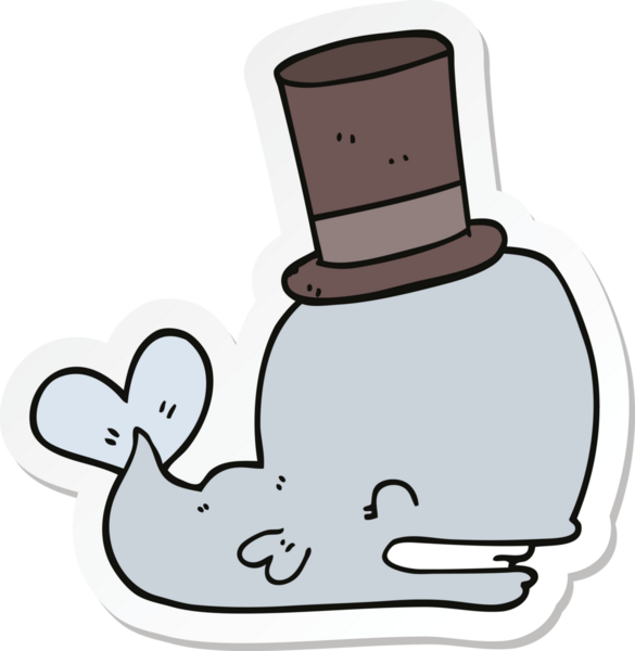 Bir insan tarafından çizilmiş silindir şapkalı bir balinanın çıkartması.