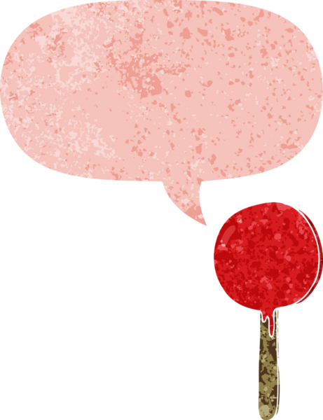 grunge 'da konuşma baloncuğu olan çizgi film lolipopu bir insan tarafından çizilmiş tedirgin geçmiş dokuma tarzı