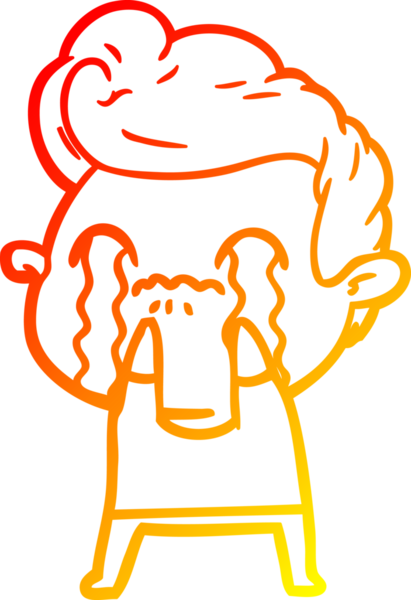 Bir insan tarafından çizilmiş ağlayan bir çizgi film karakteri çizimi.