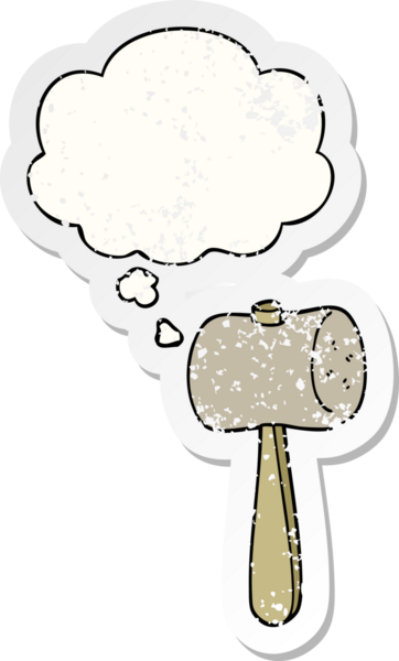 Düşünce baloncuğu olan çizgi film sopası insan tarafından çizilmiş yıpranmış bir çıkartma gibi.