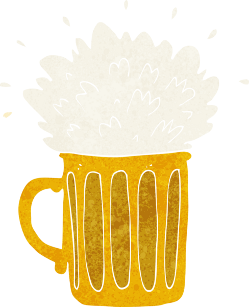 Bir insan tarafından çizilmiş köpüklü bira çizgi filmi.