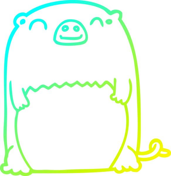 Bir insan tarafından çizilmiş bir çizgi film yaratığının soğuk gradyan çizimi