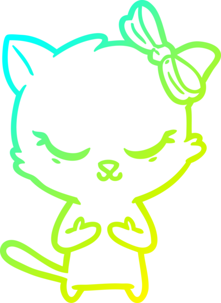 Bir insan tarafından çizilmiş bir çizgi film kedisinin soğuk gradyan çizimi