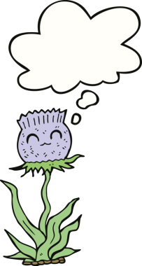 Bir insan tarafından çizilmiş düşünce baloncuklu çizgi film devedikeni