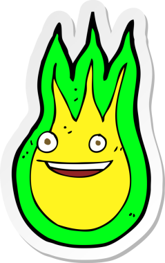 Bir insan tarafından çizilmiş karikatür dostu ateş topu çıkartması.