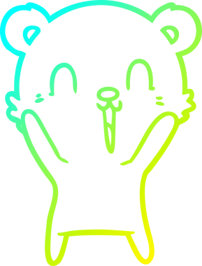 Bir insan tarafından çizilmiş mutlu bir kutup ayısının soğuk çizgi çizimi.