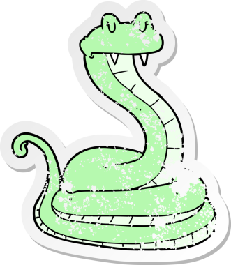 Bir insan tarafından çizilmiş çizgi film yılanının sıkıntılı çıkartması.