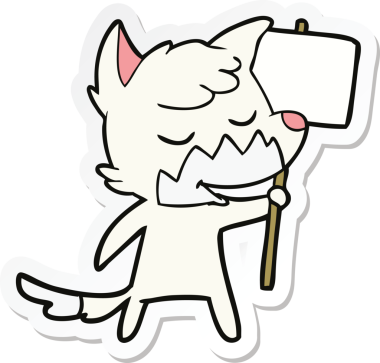 Bir insan tarafından çizilmiş dost canlısı bir tilkinin çıkartması.