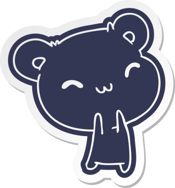 Çizgi film çıkartması kawaii Bir insan tarafından çizilmiş sevimli oyuncak ayı