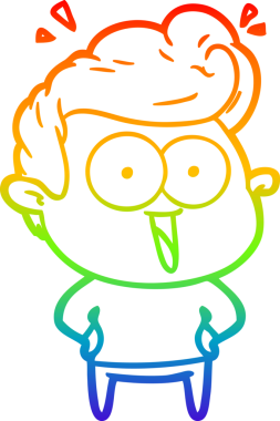 Gökkuşağı gradyanı çizimi bir insan tarafından çizilmiş heyecanlı bir çizgi film