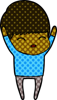 Bir insan tarafından çizilmiş mutlu çizgi film çocuğu.