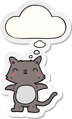 Düşünce baloncuklu çizgi film kedisi insan tarafından çizilmiş bir çıkartma.