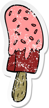 Bir insan tarafından çizilmiş karikatür dondurma etiketi.