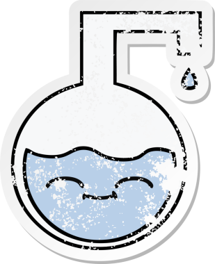 Bir insan tarafından çizilmiş sevimli bir karikatür bilim deneyinin sıkıntılı çıkartması.