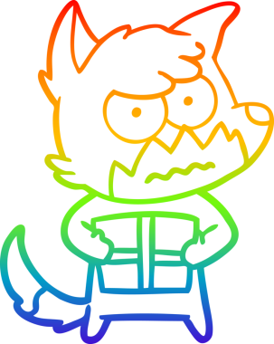 Gökkuşağı gradyan çizgi çizimi bir insan tarafından çizilmiş bir tilki