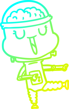 Bir insan tarafından çizilmiş mutlu çizgi film robotu çizimi.