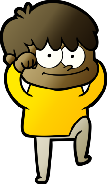 Bir insan tarafından çizilmiş mutlu çizgi film adamı.