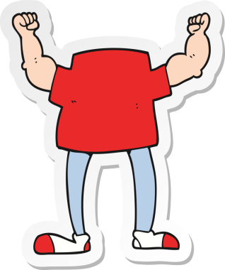 Bir insan tarafından çizilmiş başsız bir adamın çıkartması.