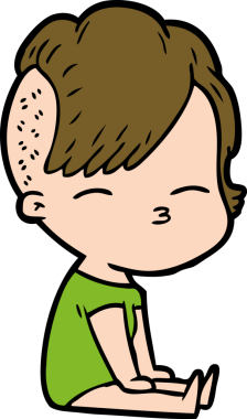 Bir insan tarafından çizilmiş şaşı çizgi film kızı.