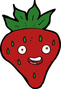 Bir insan tarafından çizilmiş mutlu çilek çizgi filmi.